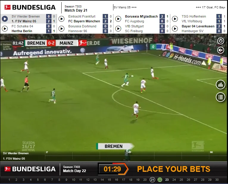 Virtual sport Bundesliga match live action