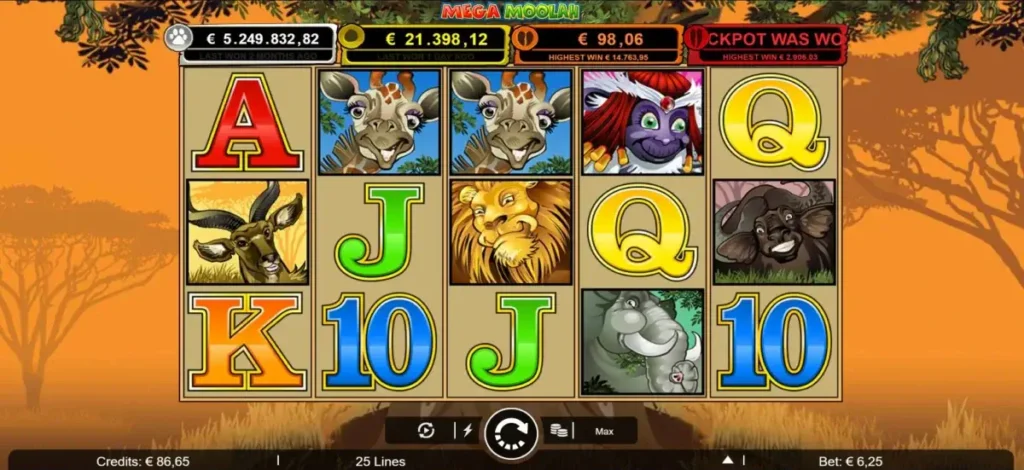 Mega Moolah jackpot slot game